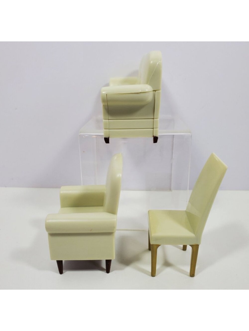Couch Armchair Dining Chair Vintage Plastic Unmarked Dollhouse Furniture Lot - Picture 6 of 13